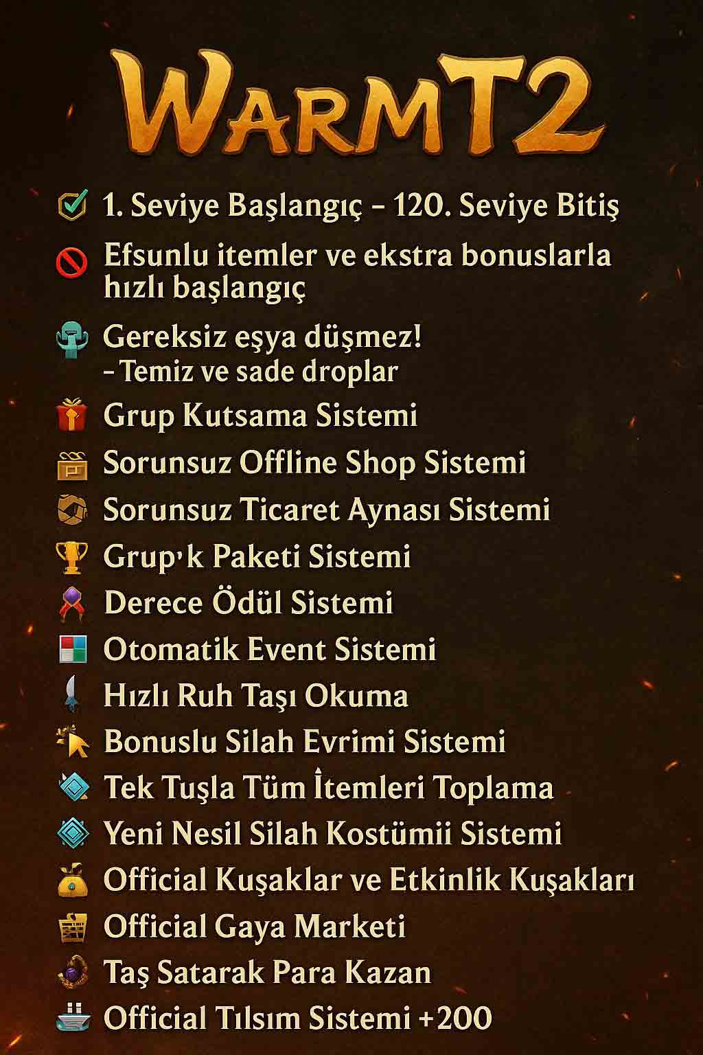 WarMt2 Server Özellikleri